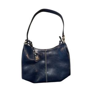 Liz Claiborne Navy Blue Leather Shoulder Bag Purse NYC 1976 LC1441.P VTG Y2K